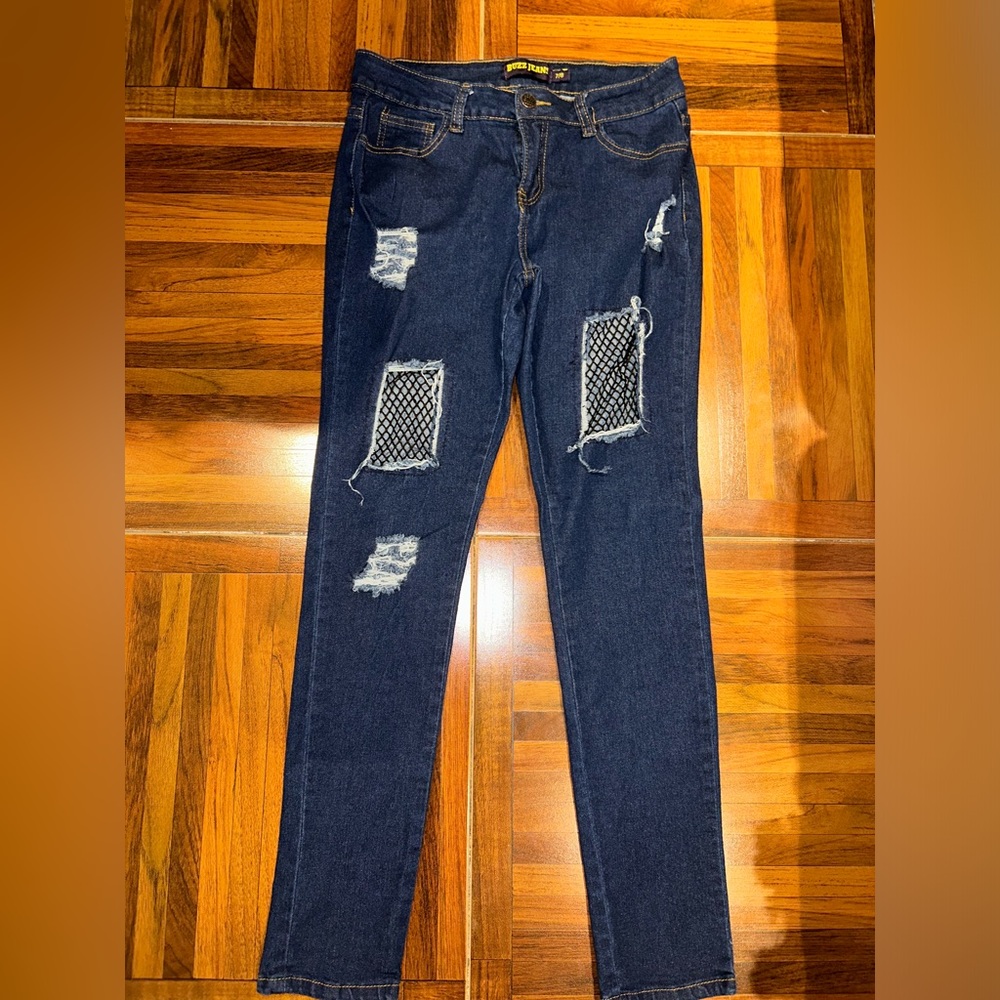 7/8 Jeans with Fishnet holes